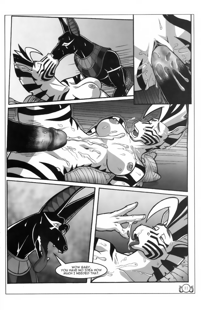 anthro anubis breasts comic cum cumshot deity egyptian english_text equine extro female kissing mammal nexus nude orgasm page_11 penis pussy pussy_juice spooo tina_(nexus) zebra zoomara_comics zoorama