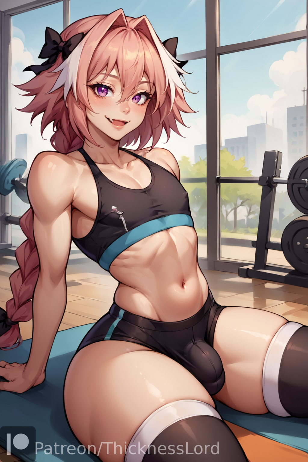 1boy ai_generated alternate_body_type androgynous artist_name astolfo_(fate) athletic_wear balls big_ass big_balls big_butt blush braid bulge child_bearing_hips crop_top curvaceous curvy curvy_body curvy_figure detailed_background fate/grand_order fate_(series) femboy feminine feminine_male flaccid flaccid_cock flaccid_penis flat_chest flat_chested gigantic_ass girly girly_boy gym hourglass_figure huge_ass huge_butt huge_thighs leggings legwear long_hair looking_at_viewer male male_only massive_ass massive_butt massive_thighs multicolored_hair patreon_username pink_eyes pink_hair sissification sissy skull_crushing_thighs slim_waist slutboy small_penis small_waist smile smiling smiling_at_viewer solo solo_male sports_bra sportswear stable_diffusion testicles thick thick_ass thick_boy thick_thighs thicknesslord thigh_highs thighhighs thighs tiny_waist trap voluptuous voluptuous_femboy voluptuous_male white_hair white_highlights wide_hips yoga_pants