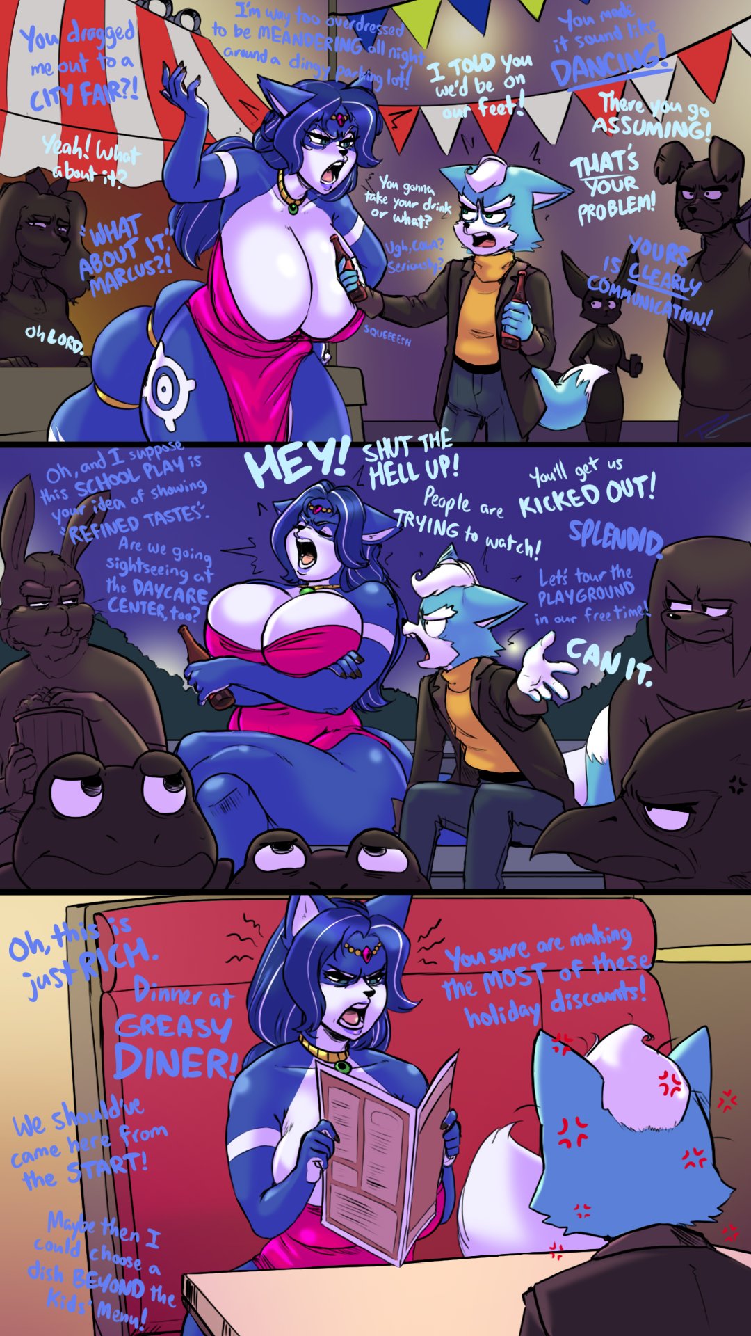 1boy 1girls 2024 angry anthro arguing background_characters big_breasts canine crossover digital_media_(artwork) diner fakeryway falco_lombardi female furry knuckles_the_echidna krystal krystal_(star_fox) male marcus_mccloud mother_and_son nintendo older_female pleasure_castle sega sonic_(series) sonic_the_hedgehog_(series) star_fox tagme younger_male