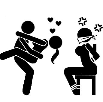 1boy 2girls 2girls1boy anger_symbol artist_request cuckquean forced_to_watch fucked_silly jealousy pictogram pictographics sex source_request stick_figure tied_to_chair tied_up