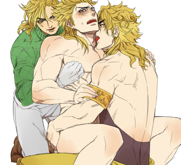 3boys blonde_hair diego_brando dio_brando gay jojo's_bizarre_adventure male male/male/male male_only mmm_threesome phantom_blood stardust_crusaders steel_ball_run tagme yaoi