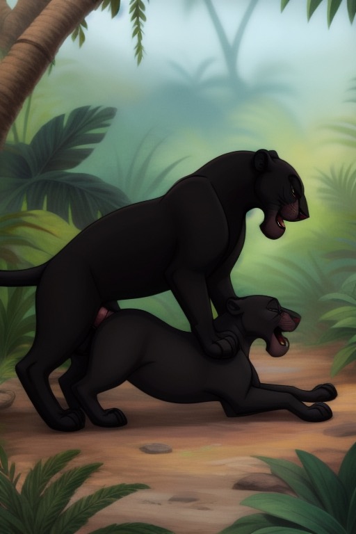 ai_generated arched_back bagheera bagheera_(jungle_book) black_fur black_panther disney doggy_style dominant_male feline female_penetrated feral feral_on_feral feral_only feral_penetrated feral_penetrating feral_penetrating_feral implied_penetration looking_pleasured male/female male_penetrating male_penetrating_female mammal mounted_from_behind mounting open_mouth panther pantherine penetration penile_penetration smaller_female straight submissive_female the_jungle_book