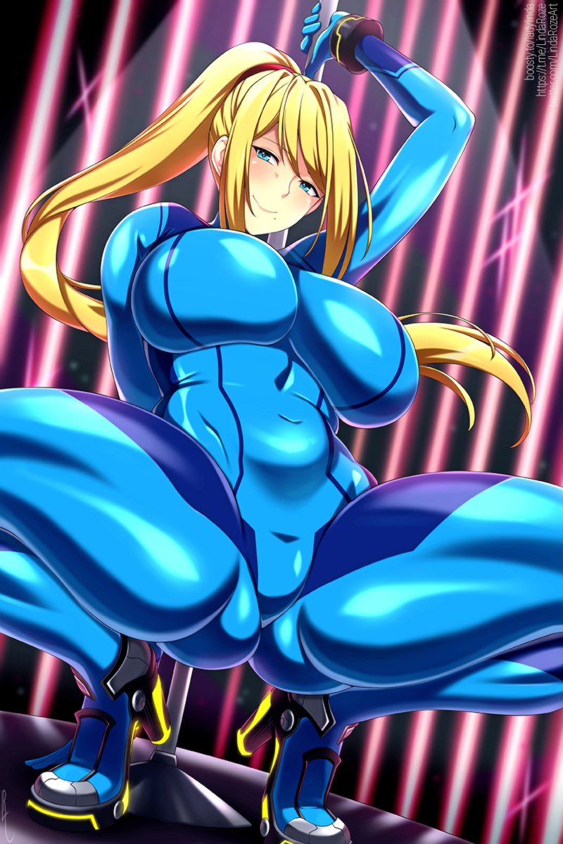 1girls ass_visible_through_thighs big_breasts blonde_hair blue_bodysuit bodysuit breasts clothing exotic_dancer female female_only footwear hair heels high_heels huge_breasts legs_spread lindaroze mature mature_female metroid mole mole_under_mouth nightclub nintendo platform_heels pole pole_dancer pole_dancing ponytail samus_aran smile solo solo_female spread_legs strip_club stripper stripper_pole stripping thick_thighs thighs tight_bodysuit tight_clothes tight_clothing zero_suit_samus