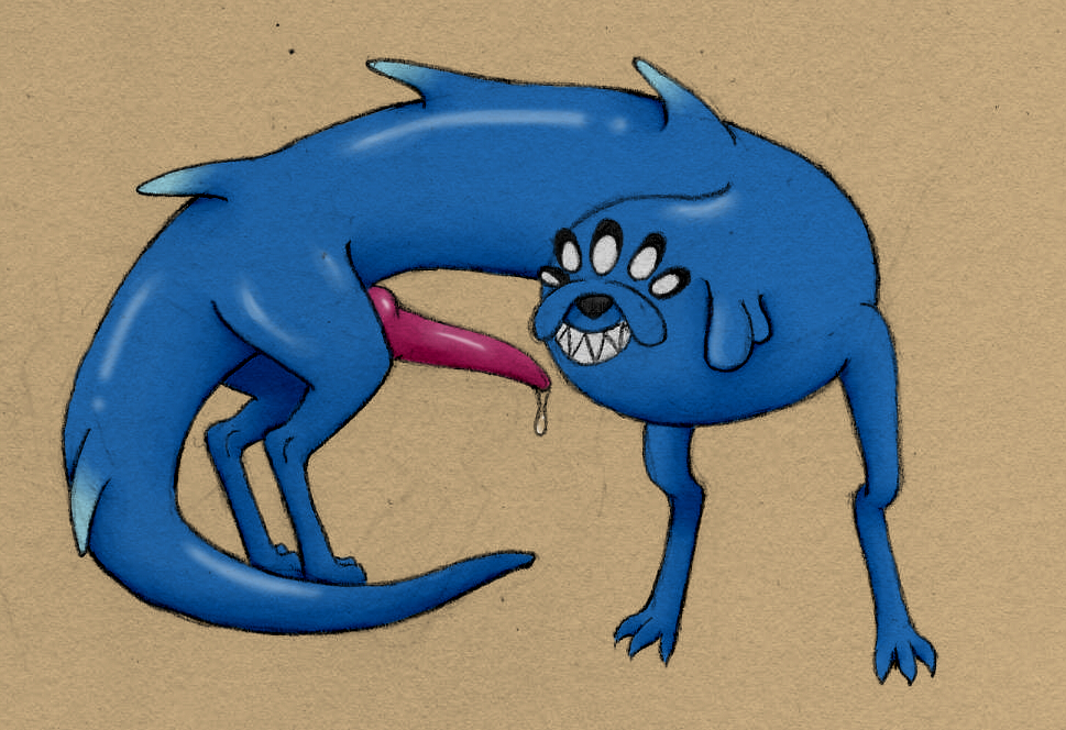 2024 5_eyes adventure_time animal_genitalia animal_penis animew blue_body bodily_fluids canid canine canine_genitalia canine_penis canis cartoon_network claws domestic_dog dripping erection feral feral_only genital_fluids genitals grin jake_the_dog knot male male_only mammal monster multi_eye penis precum precum_drip quadruped sharp_teeth simple_background smile solo standing teeth