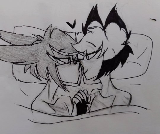 after_sex alastor_(hazbin_hotel) deer demon doodle dragon fitch gay hazbin_hotel holding_hands in_bed male nude sketch zomaribon zoophobia