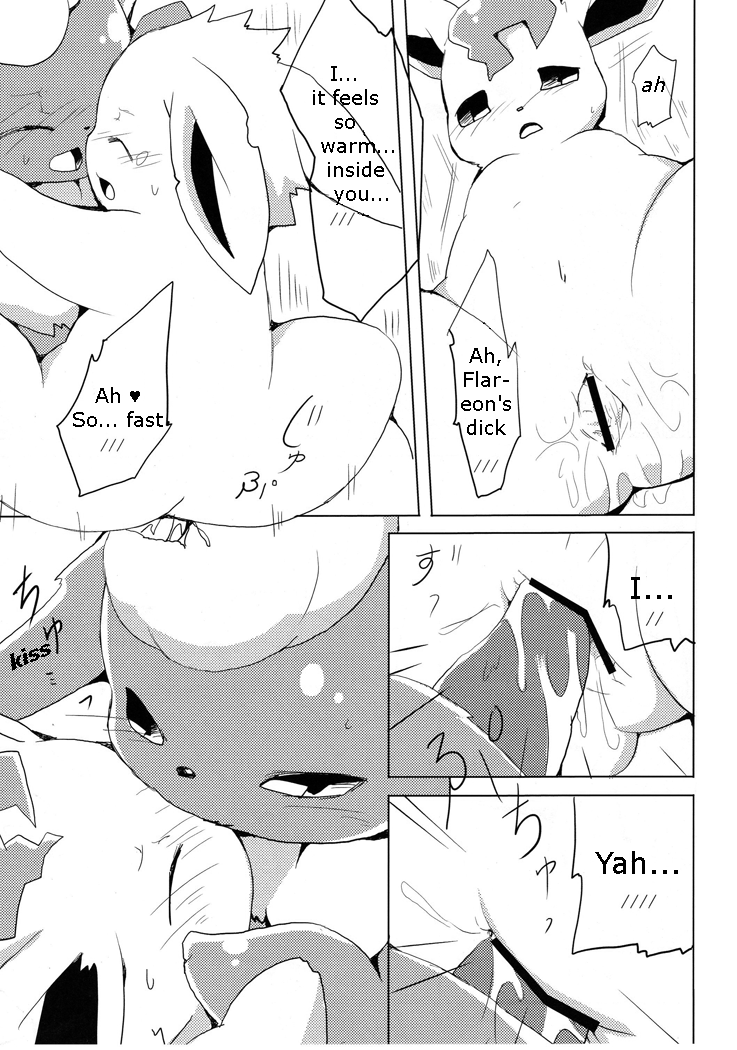 azuma_minatsu censored comic cum eeveelution female flareon fur kemono kissing leafeon male nintendo penetration penis pokemon pussy text translated video_games