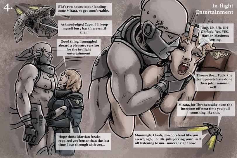 1girls adeptus_mechanicus comic comic_page cybernetics dialogue english_text female femsub imperium_of_man rogue_trader servitor sfmuser speech_bubble straight text warhammer_(franchise) warhammer_40k