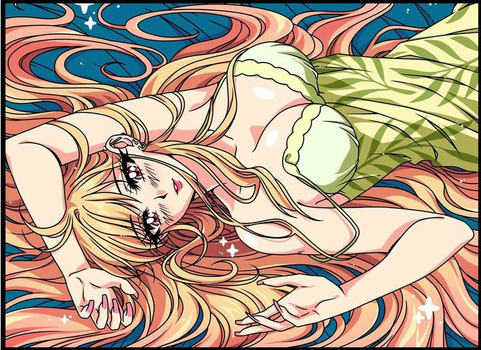 1girls big_breasts blonde_hair female female_only gyaru hfxpins human kitagawa_marin lying_on_back lying_on_bed pajamas solo sono_bisque_doll_wa_koi_wo_suru yellow_hair