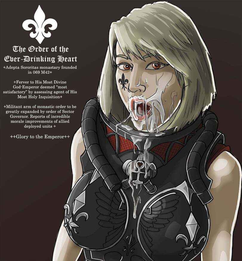 1girls adepta_sororitas cum cum_in_mouth cum_on_face female looking_at_viewer sfmuser sister_of_battle warhammer_(franchise) warhammer_40k