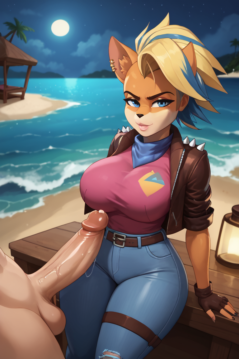 1boy 1girls ai_generated anthro big_ass big_breasts big_penis crash_(series) crash_(series) crash_bandicoot_4:_it's_about_time female imminent_blowjob imminent_fellatio imminent_oral radnsad tawna_bandicoot tawna_bandicoot_(crash_4) thick_thighs