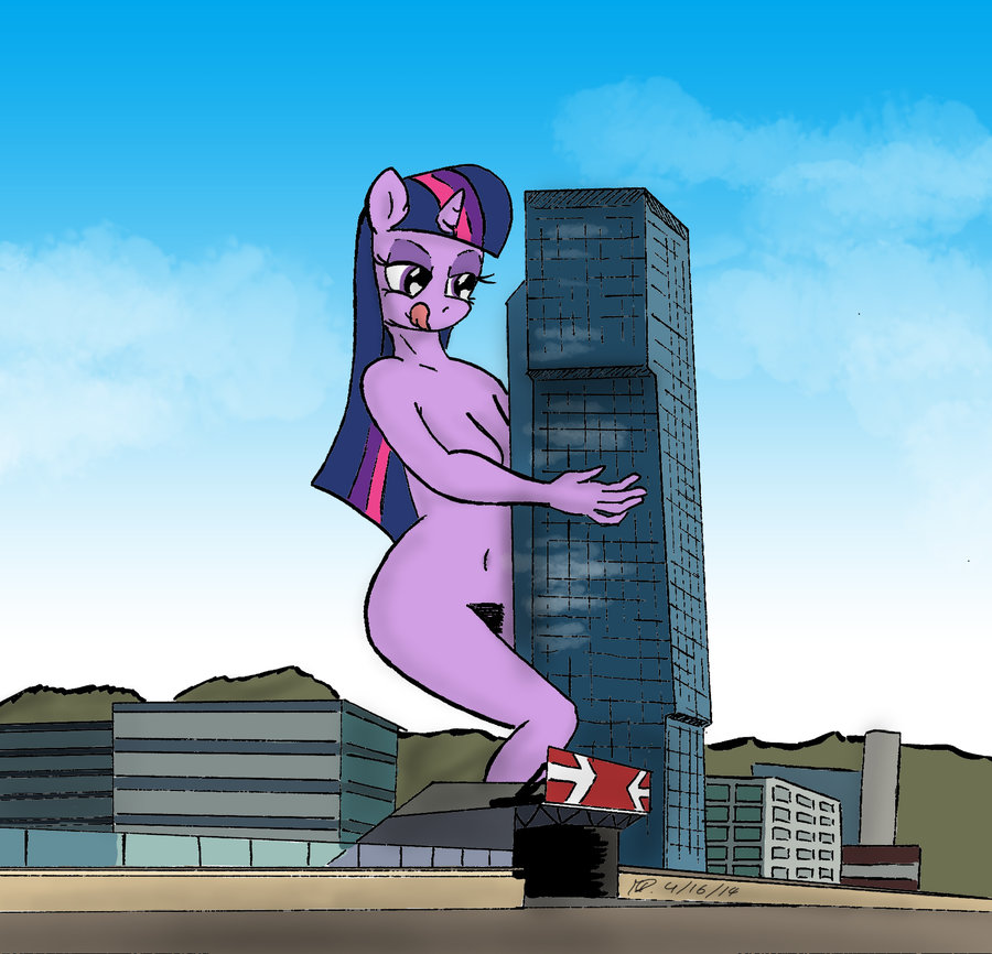 2014 anthro breasts city equine female friendship_is_magic hair half-closed_eyes horn horse macro made-in-donuts mammal multicolored_hair my_little_pony navel nude outside pony pubes solo source_request tongue twilight_sparkle_(mlp) unicorn