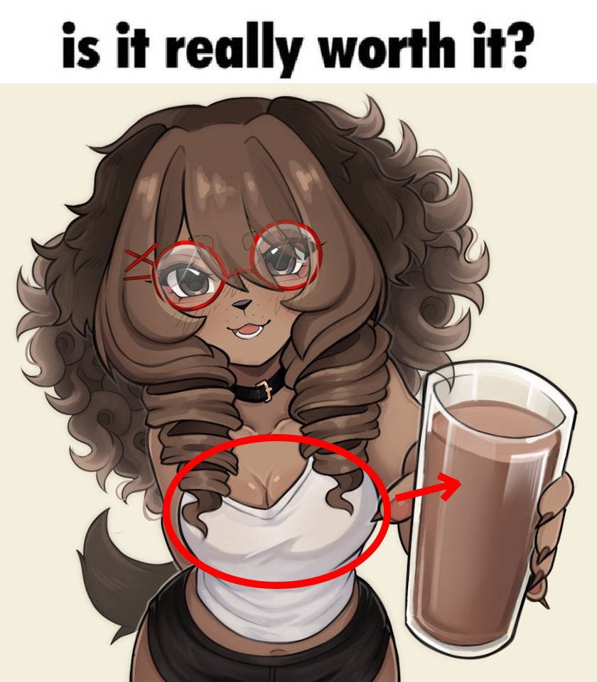 1girls anthro beer breasts busch_beer chocolate_milk cleavage female female_focus female_only furry meme puppyypawss_(artist) tagme wide_hips