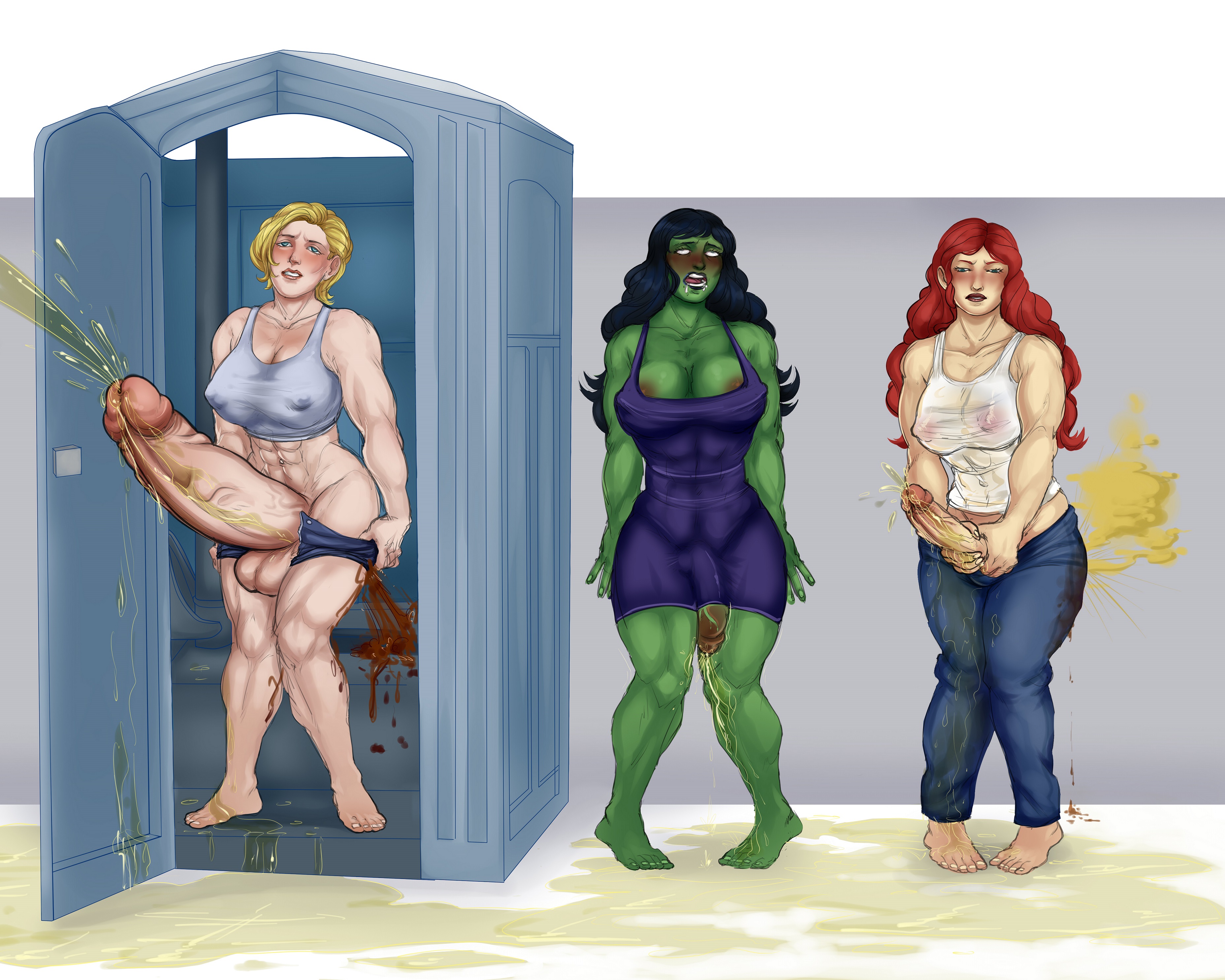 avengers, dc, dc comics, female, futanari, intersex, jennifer walters, justice league, karen starr, marvel, marvel comics, mary jane watson, omorashi, panty poop, peeing, penis, power girl, scat, she-hulk, superman (series), watersports