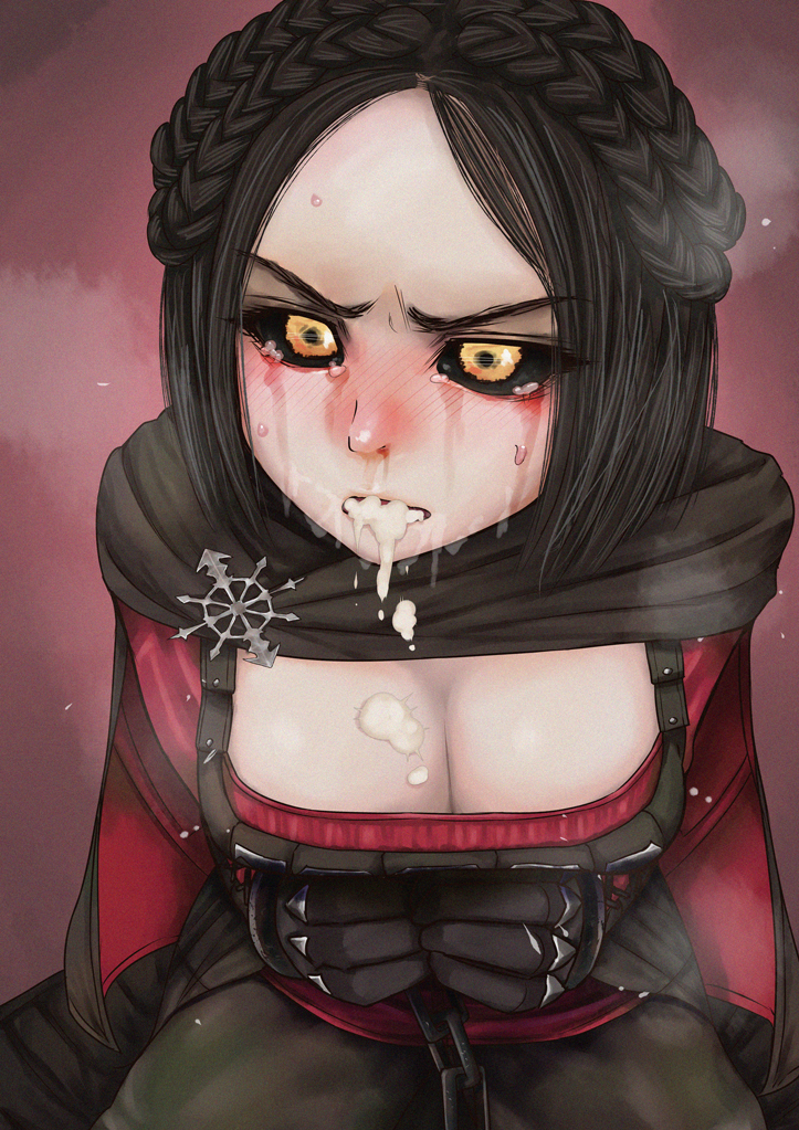 1girls, after rape, artist request, breasts, crying, crying with eyes open, cum, cum in mouth, cum on breasts, female, forced, large breasts, pale-skinned female, serana, skyrim, solo, tagme, tagme (artist), tears, the elder scrolls, vampire girl