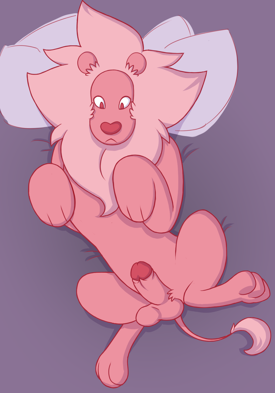 1boy balls cartoon_network concupisco cute erection feline lion lion_(steven_universe) male male_only mammal mane penis pink_body solo steven_universe