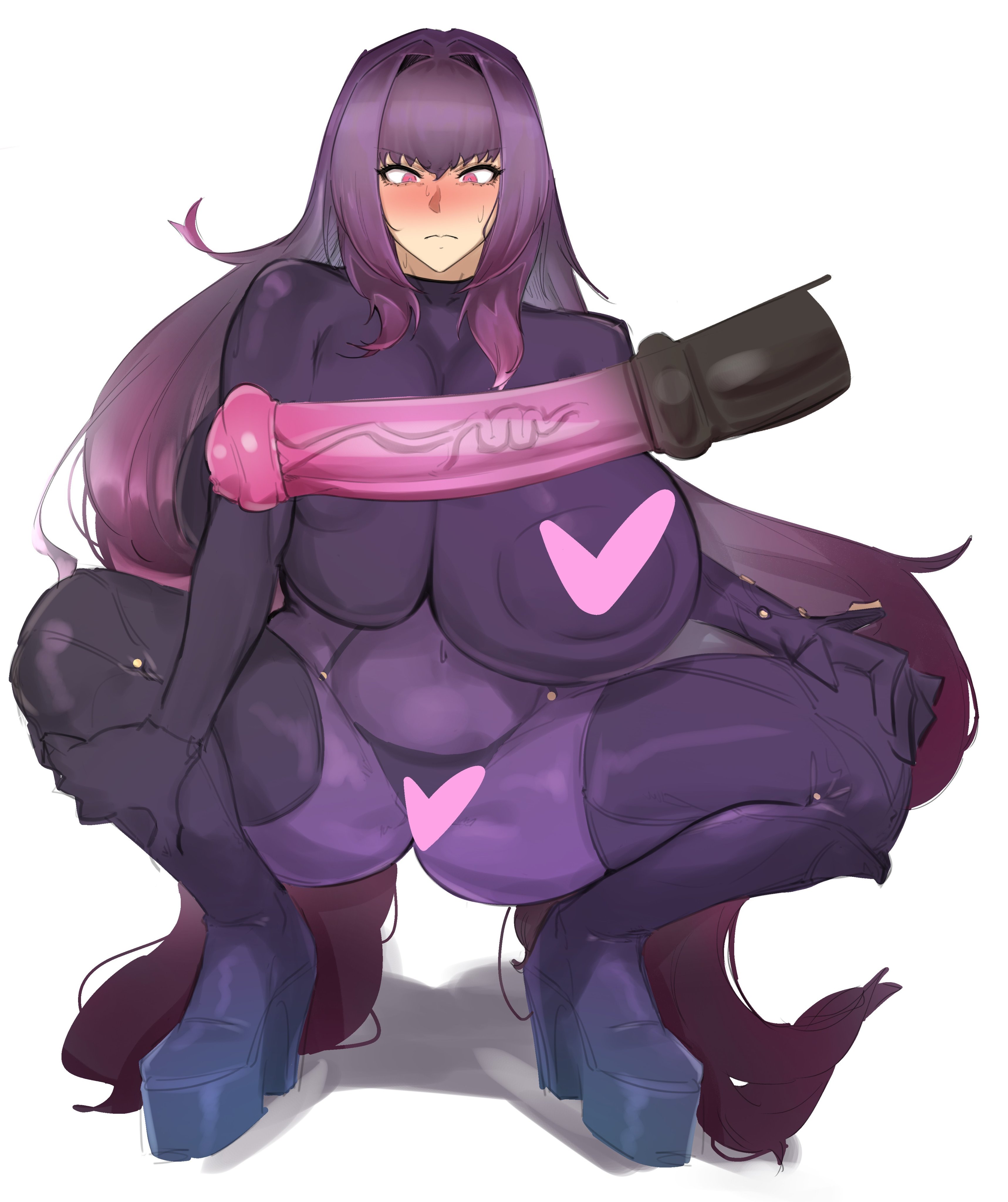 amused, anus, ass, big breasts, big penis, blush, breasts, color, curvy, equine, equine penis, fat ass, fate (series), fate/grand order, female, gigantic breasts, gigantic penis, high heels, horse, horse penis, horsecock, huge breasts, huge cock, imminent oral, impossible fit, interspecies, japanese text, kaedehito sb, large penis, mature female, penis, penis awe, pink eyes, red hair, scathach (fate), spread legs, thick, thick ass, thick legs, thick penis, thick thighs, thighs, tight clothing, veiny penis, voluptuous, voluptuous female, zoophilia