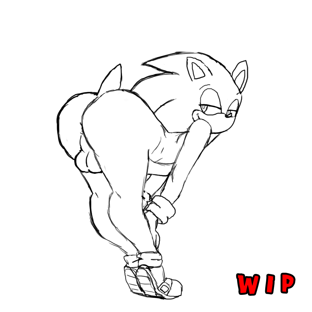 1boy anthro ass backsack balls bent_over big_ass big_butt dat_ass femboy girly gloves half-closed_eyes hedgehog looking_back male mammal monochrome nude partially_visible_anus presenting seductive sega shoes sketch smile solo sonic_(series) sonic_team sonic_the_hedgehog sonicharinezumi testicles text thick_thighs tiptoes unfinished video_games voluptuous wide_hips