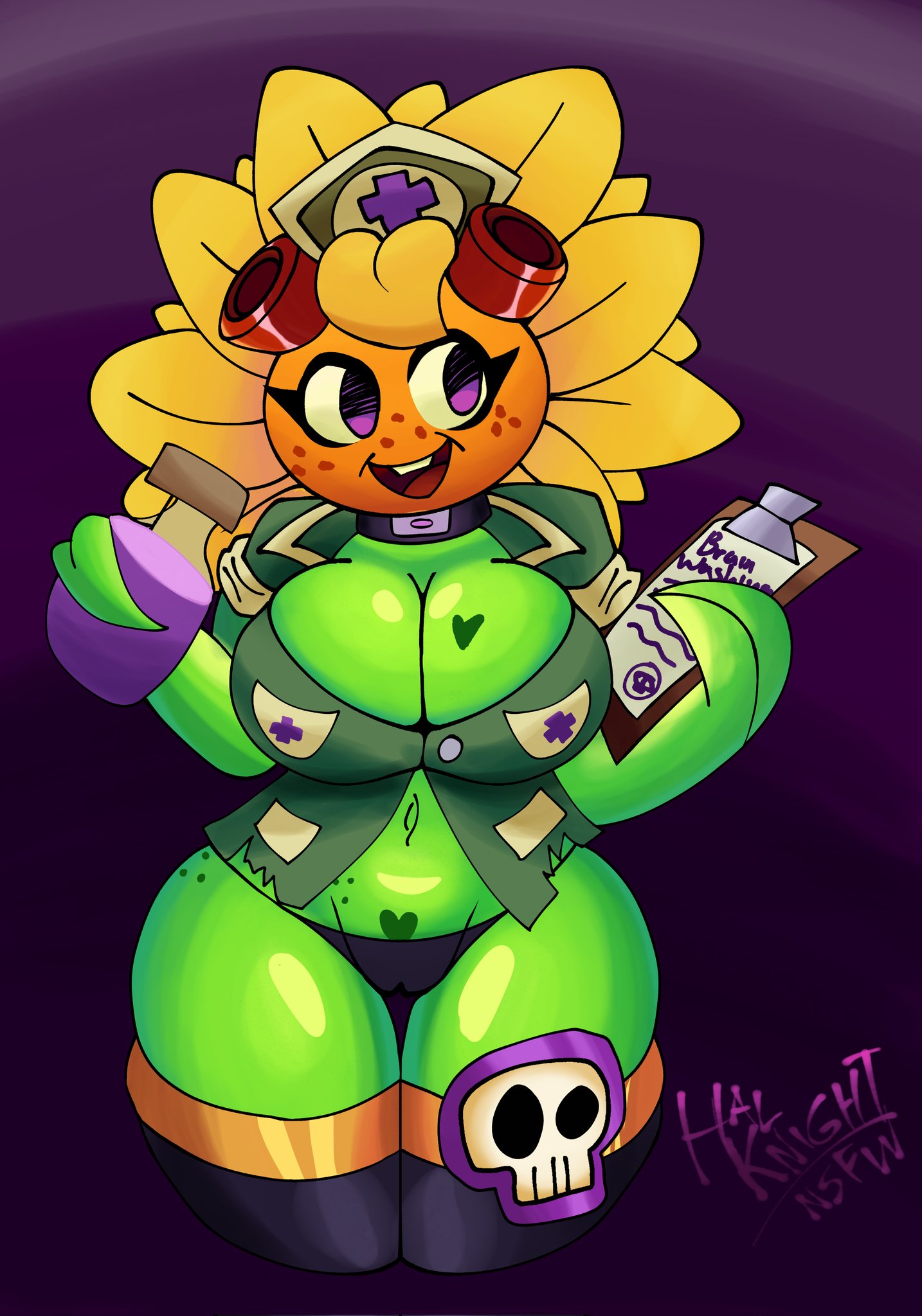 1girls, anthro, anthrofied, ass, breasts, enemy conversion, female, flora fauna, halknight, plant, plant girl, plant humanoid, plantie, plants vs zombies, plants vs zombies: heroes, plants vs. zombies, popcap games, solar flare (pvz), sunflower (pvz)