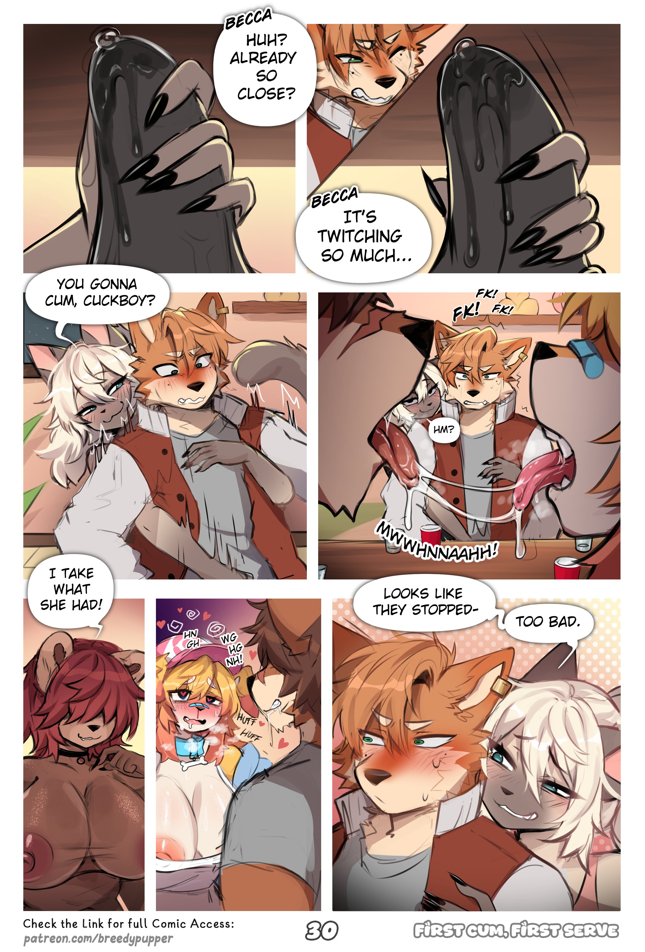 :3, 1boy, 3girls, 8koma, absurd res, after kiss, akita, akita inu, band-aid, band-aid on face, band-aid on nose, bandage, bandage on face, bandage on nose, bear, becca (breedypupper), big breasts, bite, biting lip, black nails, blonde hair, blue (breedypupper), blush, bodily fluids, breasts, breath, breedypupper, brother (lore), brothers (lore), brown body, brown fur, bulge, canid, canine, canis, cat smile, choker, clenched teeth, clothed, clothing, collar, colored nails, comic, cuckold, dialogue, domestic cat, domestic dog, drax (breedypupper), dripping, duo, embarrased horny, embarrassed, embarrassed male, erection, erection under bottomwear, erection under clothing, felid, feline, felis, female, french kissing, fur, genital fluids, genitals, grin, hair, handjob, handjob from behind, handjob through clothing, heart eyes, heart symbol, hi res, huge breasts, insult of endearment, jacket, jewelry, kissing, leaking precum, letterman jacket, looking pleasured, makeup, male, male/female, mammal, mascara, masturbation, nails, narrowed eyes, necklace, nintendo, nipples, orgasm denial, panting, penile, penis, pokemon, precum, precum bubble, precum drip, precum through clothing, precum through underwear, red hair, saliva, saliva on tongue, saliva string, school, sex, siamese, sibling (lore), smile, spitz, stacy (breedypupper), tail, teasing, teeth, tenting, text, topless, topless female, topwear, touching penis, tyler (breedypupper), underwear, unwanted erection, wavy mouth, wet, wet clothing, white hair, yellow body, yellow fur