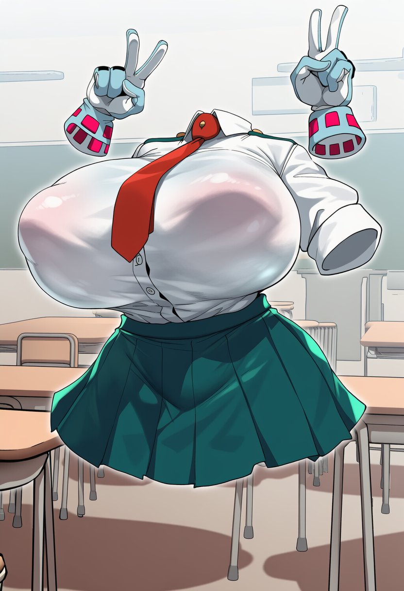 1girls, ai generated, big ass, big breasts, breasts bigger than head, college, college girl, college student, curvaceous, curvy, curvy female, curvy figure, hagakure tooru, hagakure tooru (invisible), hourglass figure, invisible, invisible girl, my hero academia, nipple bulge, peace sign, school uniform, skirt, small waist, thick thighs, tooru hagakure, uniform, v sign