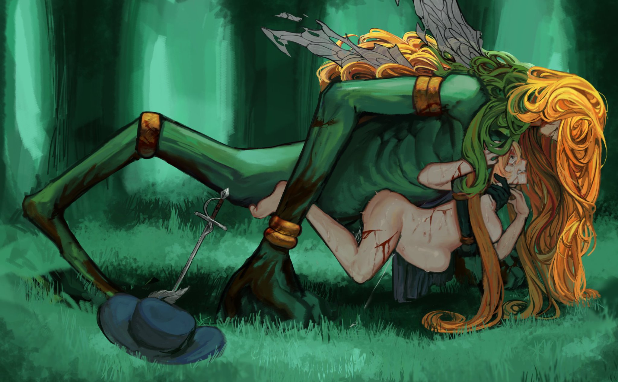 don quixote (limbus company), female, female penetrated, futa on female, futanari, ishmael (limbus company), larger futa, limbus company, mircalladesire, monster, project moon, sex, size difference, smaller female, squirting, stomach bulge, tagme