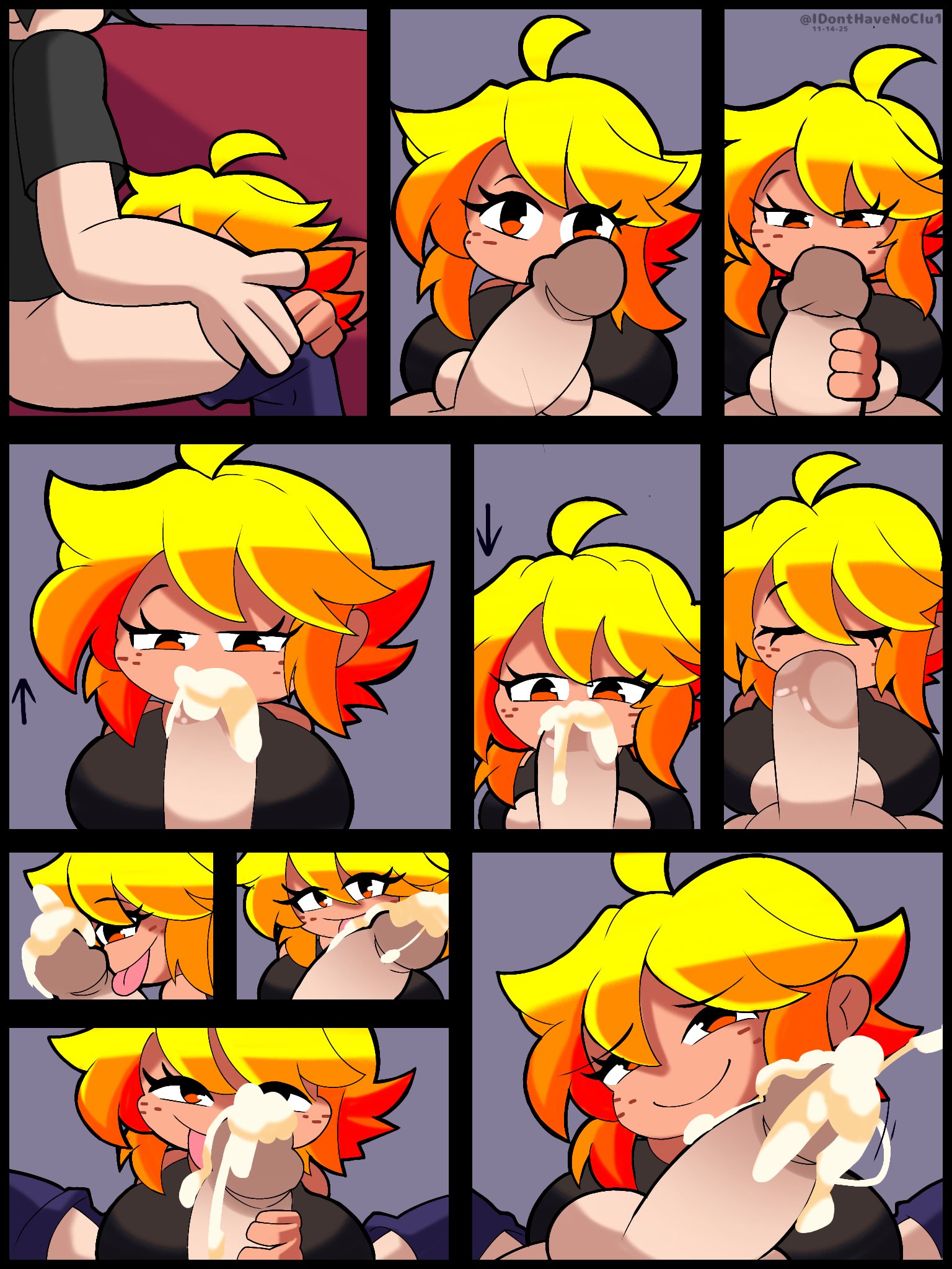 1boy1girl, big penis, black eyes, black hair, blush, cum, cum inside, cumming, friday night funkin, idonthavenoclu1, isouuup, luana (quaver), oral, oral sex, orange hair, original character, sex, tagme