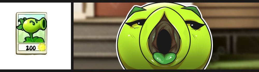 female, horny, mawshot, meme, mouth chart, mouth comparison, mythios, open mouth, plants vs zombies, plants vs. zombies, pvz, repeater (pvz), solo feral, waiting