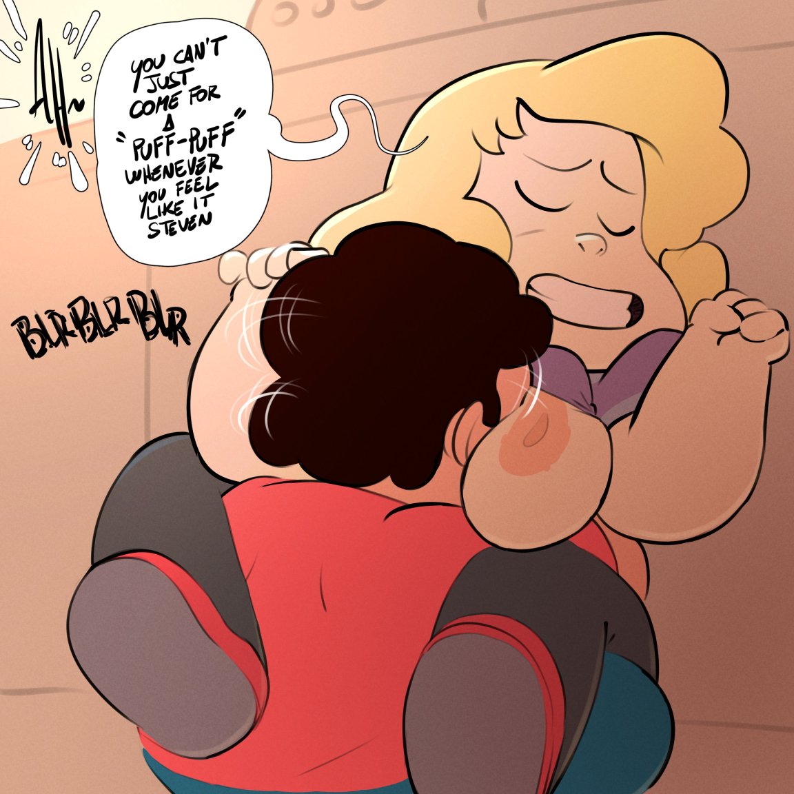 1boy, 1boy1girl, 1girls, age difference, age gap, big breasts, busty, busty female, busty girl, cartoon network, chubby, chubby female, chubby male, exposed body, exposed breasts, face in breasts, face on breast, face on breasts, no bra, no sex, older female, older female and younger male, pokachu (artist), puff puff, sadie miller, steven quartz universe, steven universe, young, young boy, young male, younger male
