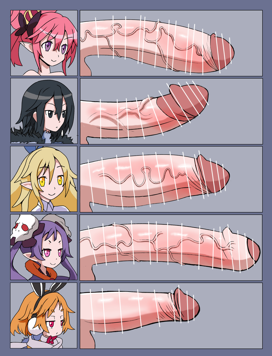 asagi_asagiri big_cock big_penis censored disgaea disgaea_5 ftnrgrl futa_only futanari huge_cock liezerota majorita_(disgaea) penis_size_chart seraphina_(disgaea) usalia_(disgaea) veiny_penis