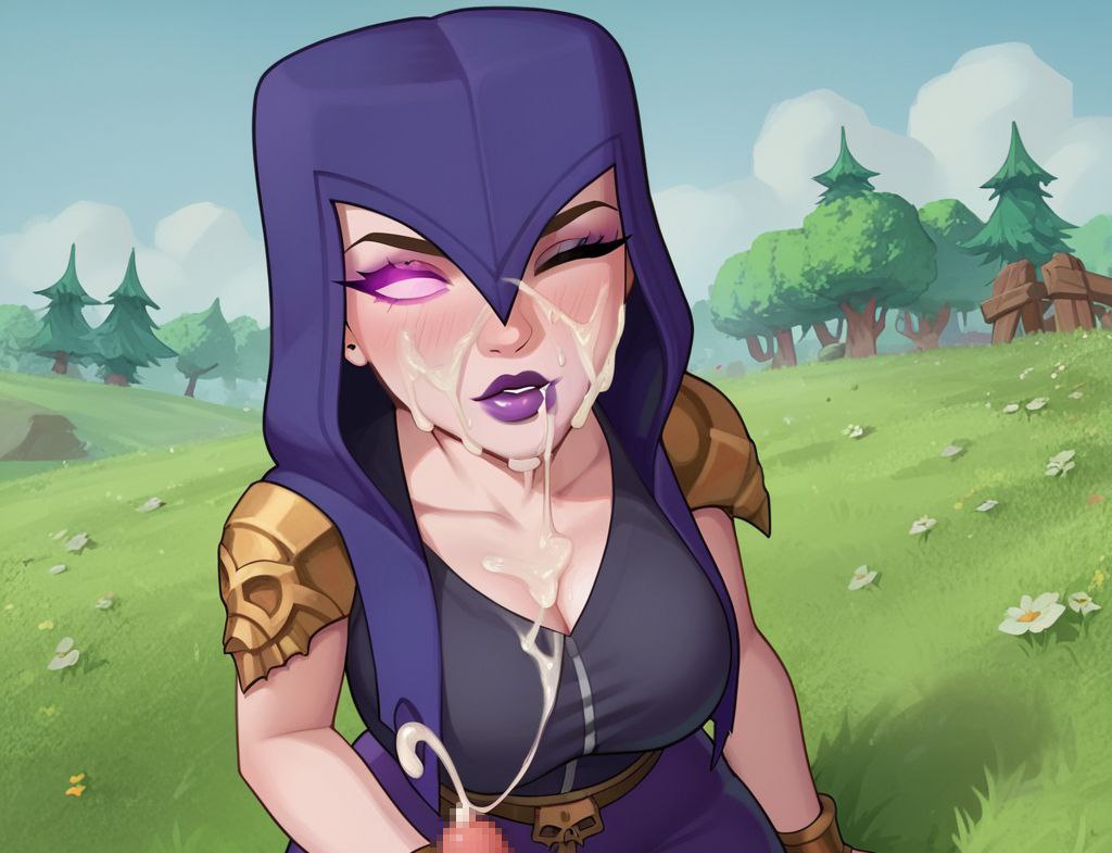 ai_generated clash_(series) clash_of_clans clash_royale cum cum_in_ass cum_inside cum_on_body cum_on_breasts cum_on_face eyelashes pink_eyes purple_clothing witch_(clash_of_clans)