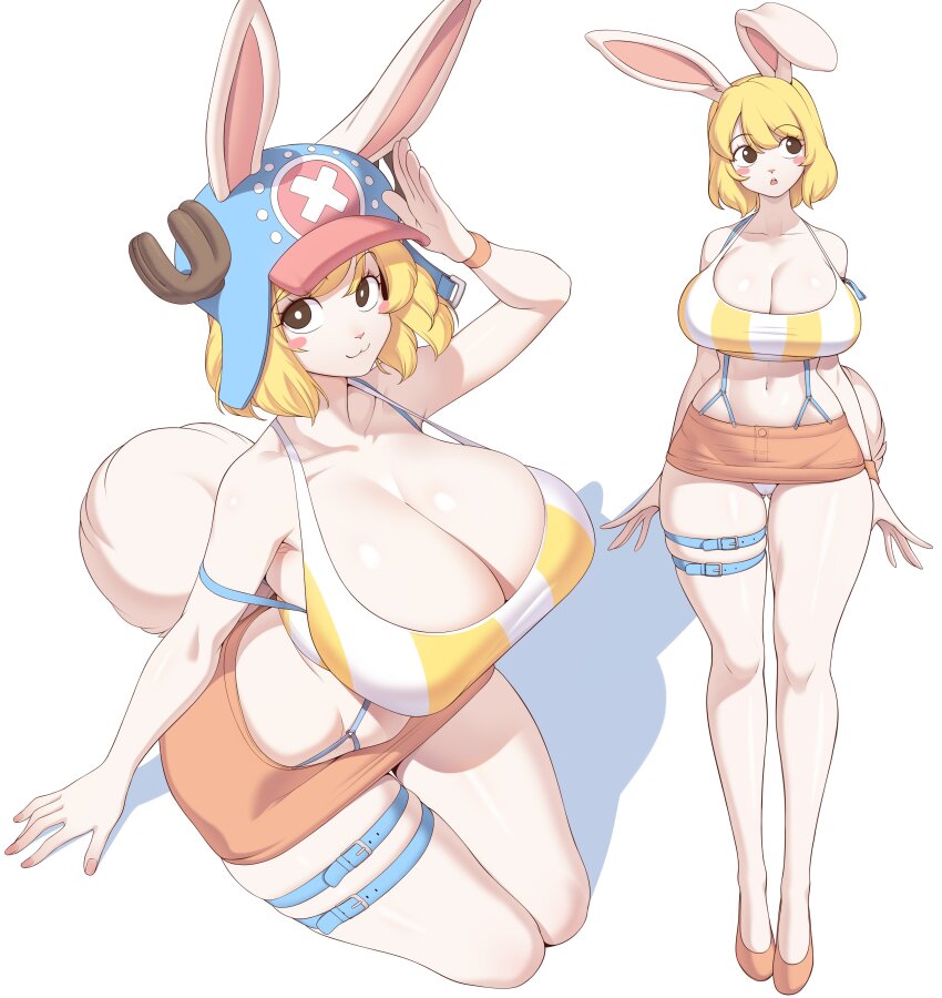 1girls 2023 2023s :3 absurd_res anthro armpits belly_button biped blonde_hair blonde_hair_female blood blush breasts brown_eyes carrot_(one_piece) cervina7_(artist) cheek_spots cleavage closed_mouth clothing cosplay female female_focus female_only fur furry furry_female hair hat headgear headwear highres lagomorph leporid looking_at_viewer mammal minkmen_(one_piece) navel one_piece orange_skirt rabbit rabbit_ears rabbit_girl rabbit_tail shadow short_hair simple_background skirt smiling smiling_at_viewer solo solo_female solo_focus tail thick_thighs thigh_strap thighs tony_tony_chopper_(cosplay) white_background white_body white_fur wide_hips