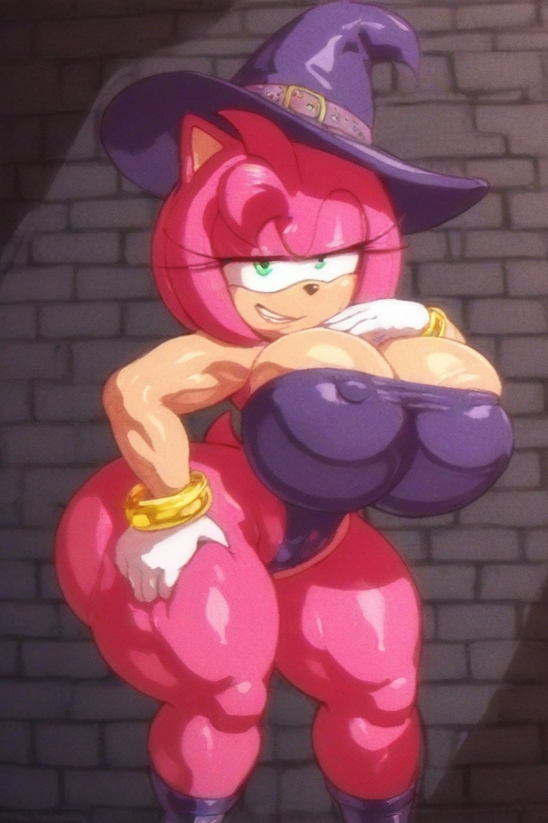 ai_generated amy_rose bastardad dark-skinned_male female halloween sonic_(series) sonic_the_hedgehog_(series)