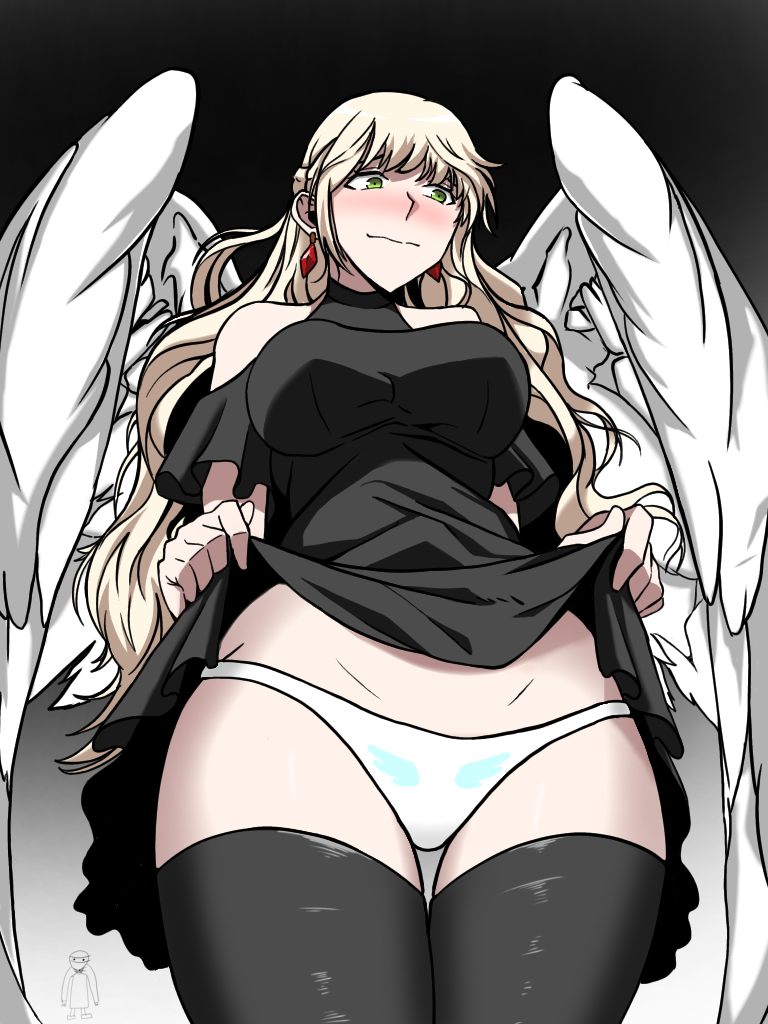 angel blush lifted_by_self light-skinned_female light_skin omniscient_reader's_viewpoint omniscient_reader_(webtoon) panties skirt_lift upskirt uriel_'demon-like_judge_of_fire'_(omniscient_reader's_viewpoint) webtoon white_panties