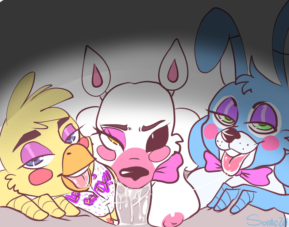 animatronic anthro avian beak bib blue_eyes breasts canine chicken collaborative_fellatio cum fellatio female five_nights_at_freddy's five_nights_at_freddy's_2 foursome fox fox_ears green_eyes group group_sex human humanoid interspecies jeremy_fitzgerald_(fnaf) lagomorph large_breasts looking_at_viewer machine male male_pov mammal mangle_(fnaf) mechanical nipples oral oral_sex penis pov pov_eye_contact rabbit rabbit_ears robot rule_63 saliva saliva_on_penis sex smile sonne straight teamwork tongue tongue_out toy_bonnie_(fnaf) toy_chica_(fnaf) yellow_eyes