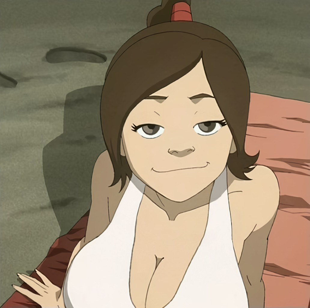 1girls alternate_breast_size avatar_legends avatar_the_last_airbender beach beach_towel bedroom_eyes big_breasts bikini breast_expansion brown_hair cleavage cute edit edited female fire_nation firebender grey_eyes looking_at_viewer screencap screencap_edit screenshot_edit smug ty_lee white_bikini