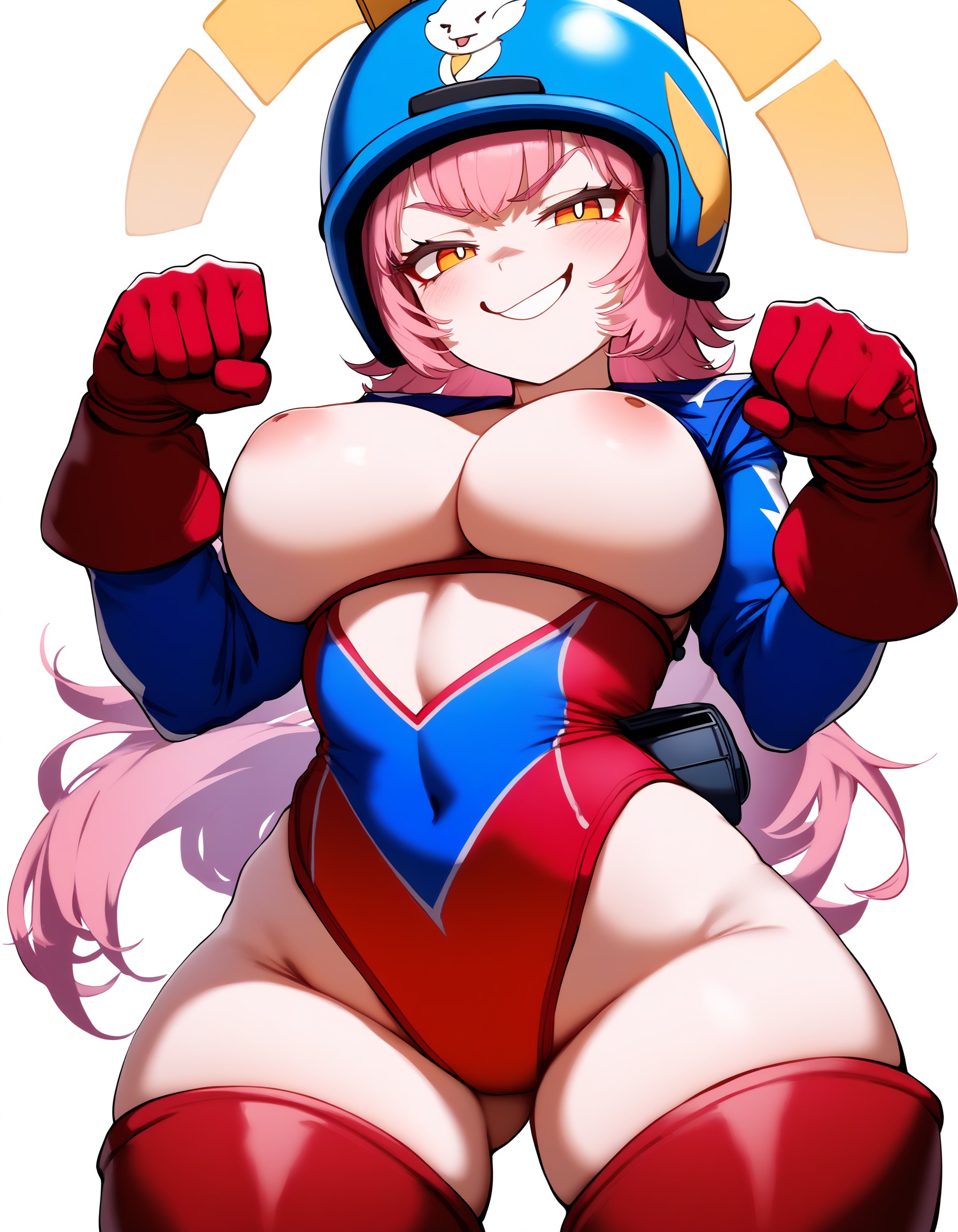 ai generated, brawl stars, breasts, female, janet (brawl stars), ohyro, smirk, tagme, thick thighs