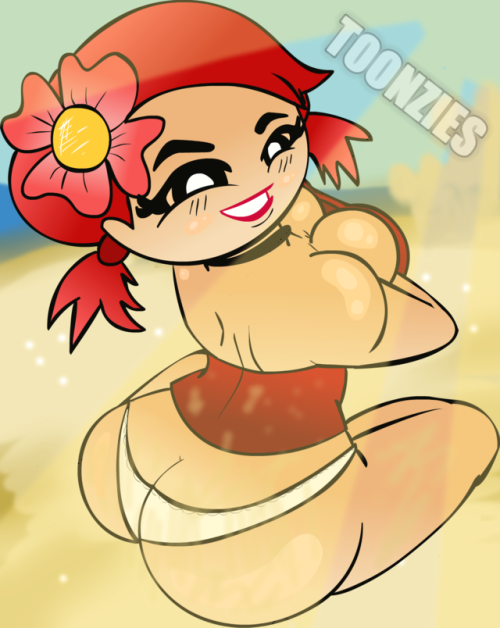 2016 ass ass_cleavage beach big_breasts bikini butt_crack red_hair tagme thong toonziestv total_drama_island zoey_(tdi)