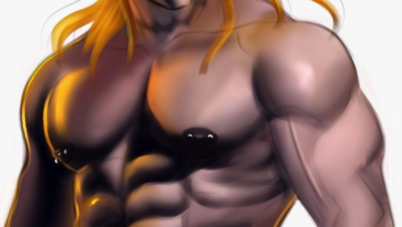 1boy bara chest chest_focus dio_brando diosdoxy99 jojo's_bizarre_adventure male male_nipples male_only muscular_male nipple_piercing pecs stardust_crusaders