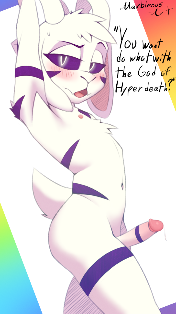 9:16 abstract_background anthro arm_tuft asking asking_viewer asriel_dreemurr asriel_dreemurr_(god_form) ass belly black_body black_fur black_sclera black_striped_body black_striped_fur black_stripes blush blush_lines bodily_fluids boss_monster_(undertale) bovid bovid_horn caprine caprine_horn cheek_markings chest_tuft curved_horn curvy_figure dark_sclera dialogue dripping erection eyebrows eyelashes facial_markings femboy floppy_ears fluffy fluffy_chest foreskin fur genital_fluids genital_markings genitals goat goat_horn hair hands_behind_head head_markings head_tuft hi_res horn leaking_precum leg_markings looking_at_viewer lop_ears male mammal marbleous markings navel nipples open_mouth penis penis_markings pink_nipples pose precum precum_drip precum_string question_mark rainbow_background raised_arms raised_eyebrow scut_tail short_hair short_tail shoulder_tuft shy side_view simple_background solo standing stripes tail talking_to_viewer text thick_thighs thigh_markings tongue tuft undertale undertale_(series) white_background white_belly white_body white_butt white_fur white_penis white_tail