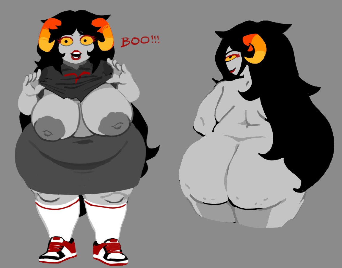 1female, 1girls, aradia megido, areola, areolae, ass, ass bigger than head, back view, background, bbw, belly, belly button, belly overhang, big areola, big areolae, big areolas, big ass, big belly, big boobies, big booty, big breasts, big butt, big hipped, big hips, big legs, big navel, big nipples, big thighs, booty, booty bigger than head, breasts, breasts bigger than head, breasts out, butt bigger than head, cellulite, chubby, chubby female, dark clothes, dark clothing, dark hair, deep navel, digital drawing (artwork), digital media (artwork), dumptruck ass, dumptruck butt, dumpy, fat ass, fat belly, fat boobies, fat booty, fat breasts, fat butt, fat cheeks, fat hips, fat legs, fat thighs, female, female focus, female only, flashing, flashing breasts, front view, gray background, gray body, gray skin, gray skinned female, grey background, grey body, grey skin, grey skinned female, hi res, hips, hiveswap, homestuck, horizontal navel, horn, horned female, horned humanoid, horns, huge areola, huge areolae, huge areolas, huge ass, huge belly, huge boobies, huge boobs, huge booty, huge breasts, huge butt, huge hipped, huge hips, huge legs, huge navel, huge thighs, humanoid, large areola, large areolae, large areolas, large ass, large belly, large boobies, large boobs, large booty, large breasts, large butt, large hipped, large hips, large legs, large navel, large thighs, legs, long hair, looking at viewer, looking back, messy, messy hair, naked, naked female, navel, nipples, nude, nude female, obese, obese female, overweight, overweight female, partially clothed, plump, plump ass, plump belly, plump boobies, plump booty, plump breasts, plump butt, plump hips, plump legs, plump thighs, presenting, presenting ass, presenting booty, presenting butt, presenting hindquarters, s squant, sagging, sagging belly, sagging breasts, saggy, saggy boobs, saggy breasts, shelf booty, shirt lift, simple background, solo, ssbbw, tagme, thighs, thunder thighs, thunderthighs, troll, troll female, wide ass, wide booty, wide breasts, wide butt, wide hipped female, wide hips, wide legs, wide thighs
