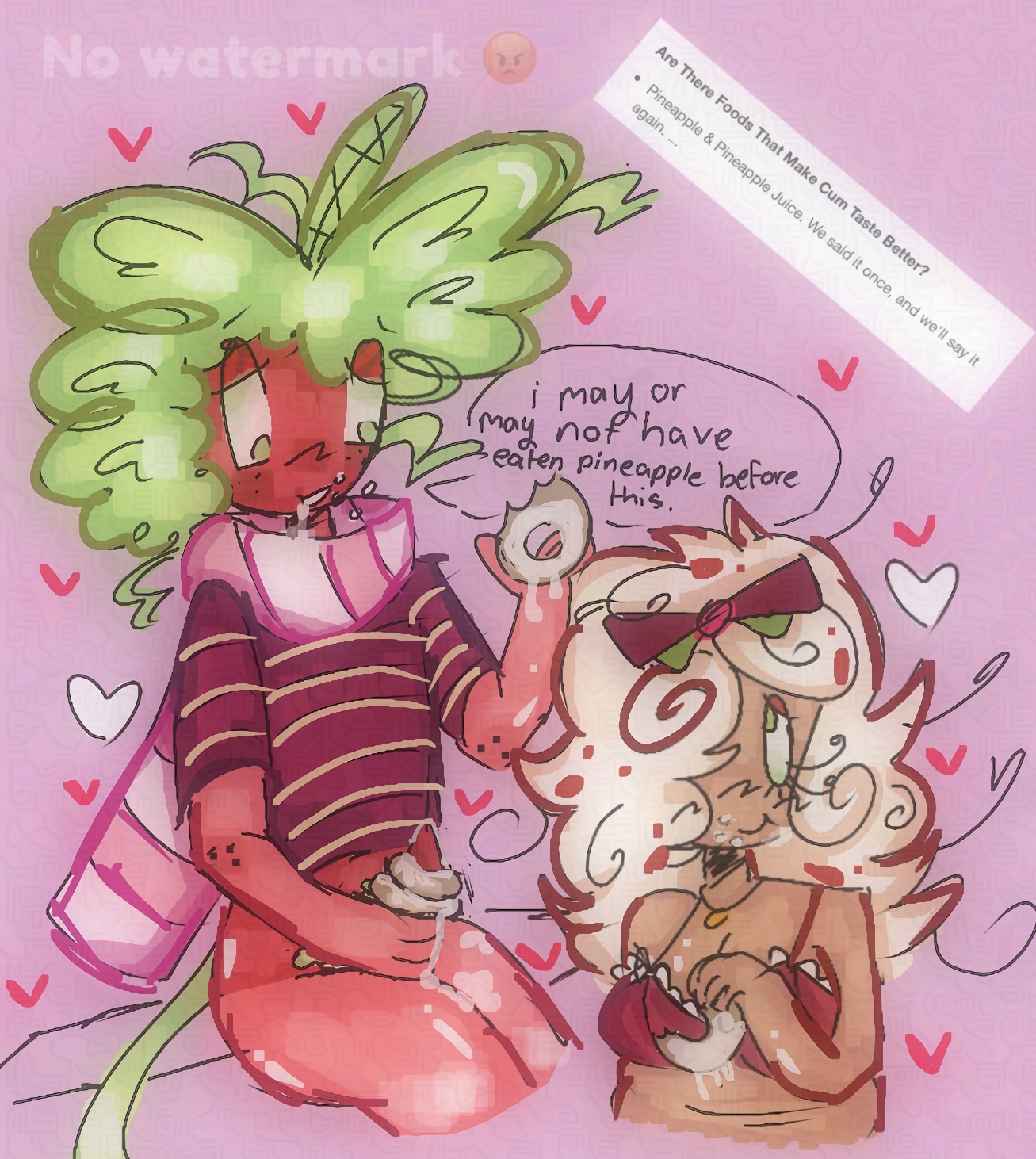 artist request, cum, cum on food, dandy's world, dandys world, donuts, food, ginger (dandy's world), male, penis, roblox, sprout (dandy's world), tentacle dick, tentacle penis