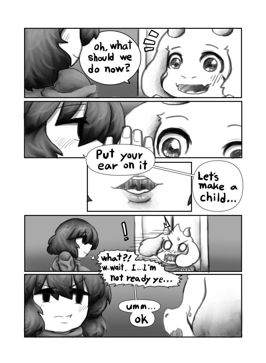 1boy, 1girls, adoptive siblings, aged up, anthro, asriel dreemurr, bedroom, chara, female, female chara, floppy ears, fluffy ears, fluffy hair, furry, furry male, goat, grumpy, horns, human, human female, if happy, male, more chasriel, nervous, no sex, no sex (yet), repost, requesting, romantic couple, rosy cheeks, short hair, undertale, whitewo1f