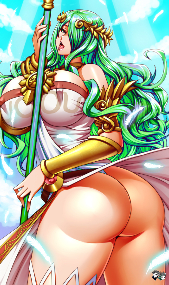 1girls, alternate costume, ass, breasts, breasts bigger than head, bubble ass, bubble butt, camilla (fire emblem), cosplay, covered nipples, crossover cosplay, curvy, dress, erect nipples, erect nipples under clothes, feathers, female, female only, fire emblem, fire emblem fates, green eyes, green hair, headgear, hourglass figure, huge ass, huge breasts, jadenkaiba, kid icarus, moaning, naughty face, nintendo, nipples, open mouth, palutena, palutena (cosplay), photoshop, seductive, seductive smile, smile, solo, staff, suggestive, thick thighs, third-party edit, tiara, tongue, tongue out, voluptuous, watermark, wide hips