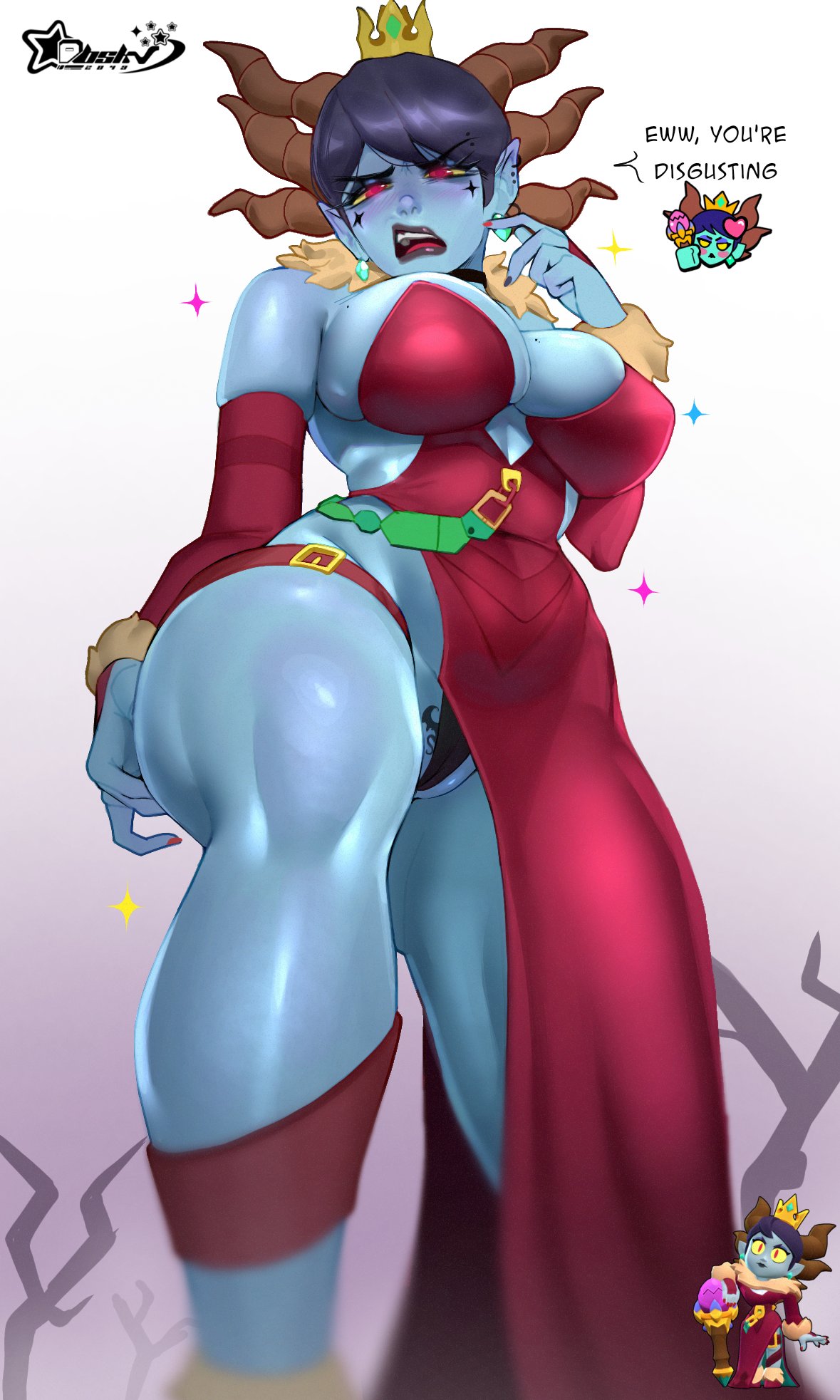 1girls abioske big_ass big_breasts big_butt big_thighs blue_body blue_skin boobs_bigger_than_head brawl_stars breasts breasts_bigger_than_head cleavage cleavage_overflow degradation degradation_text degrading disgusted disgusted_expression disgusted_face disgusted_look dress female female_focus female_only femdom gray_body grey_body grey_skin horn horned_female horned_humanoid horns huge_breasts huge_thighs humiliating humiliation malicious_mandy_(brawl_stars) mandy_(brawl_stars) panties panties_peek pubic_tattoo queen revealing_clothes revealing_clothing revealing_dress revealing_outfit seductive seductive_body seductive_eyes seductive_female seductive_gaze seductive_look seductive_mouth seductive_pose sole_female solo solo_female solo_focus supercell talking_to_viewer tattoo titfuck_under_clothes