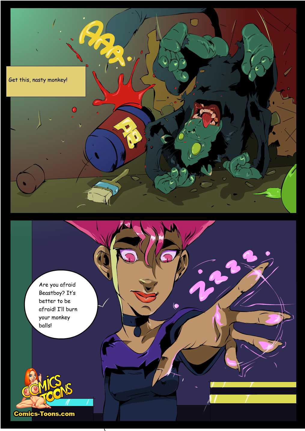 beast_boy comic comics-toons.com dc_comics dcau female jinx_(dc) male okunev smooth_skin starfire teen_titans