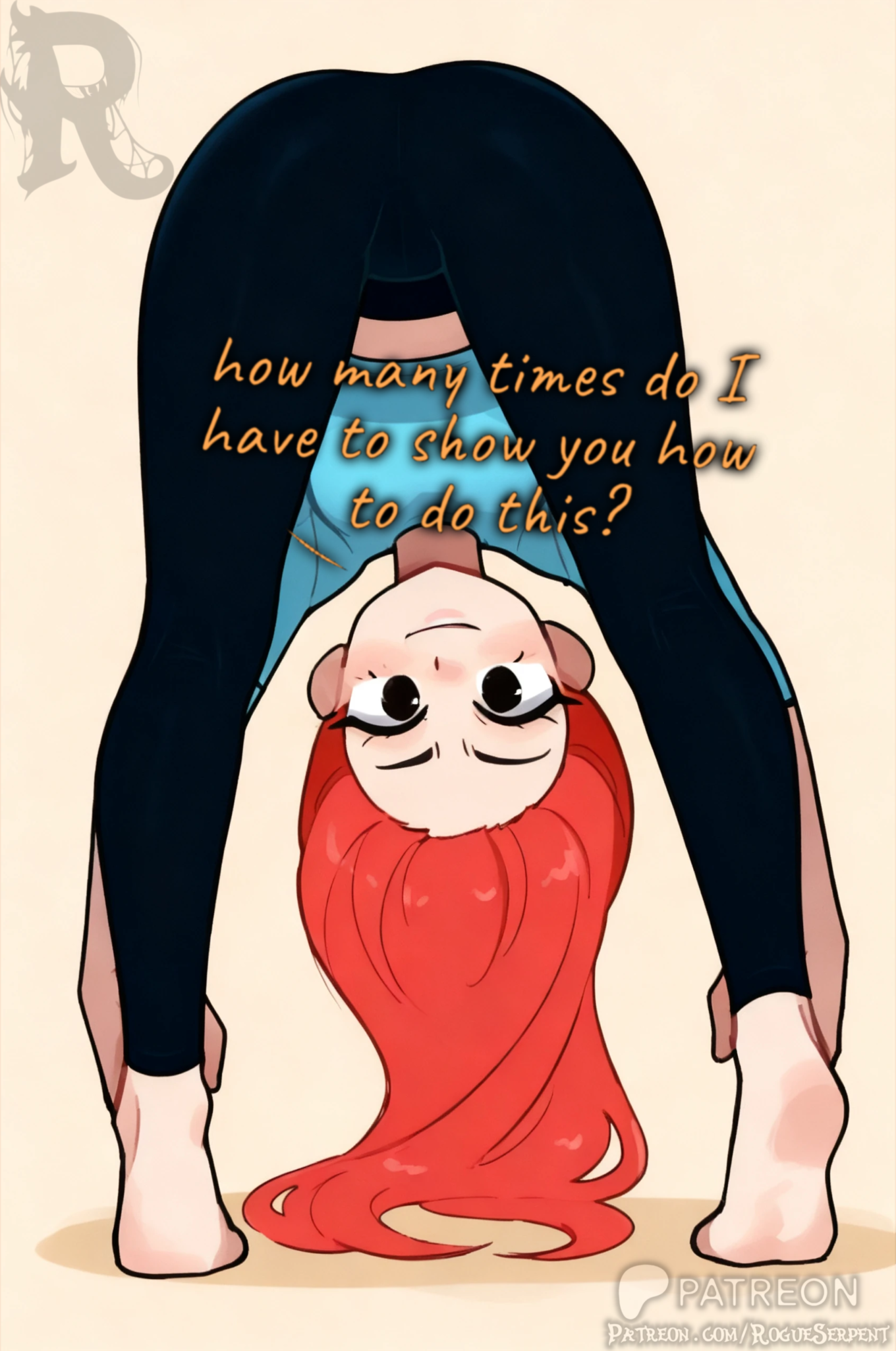 1girls, bending, bending down, bending forward, bending over, bending over position, downward dog, downward dog pose, feet, feet fetish, feet focus, feet up, female, foot fetish, foot focus, foot play, ginger, ginger female, looking at viewer, original, original art, original artwork, original character, original characters, pale skin, pale-skinned female, red hair, rogueserpent, sole female, soles, soles female, soles fetish, soles with toes unseen, solo, solo female, yoga, yoga pants, yoga pose