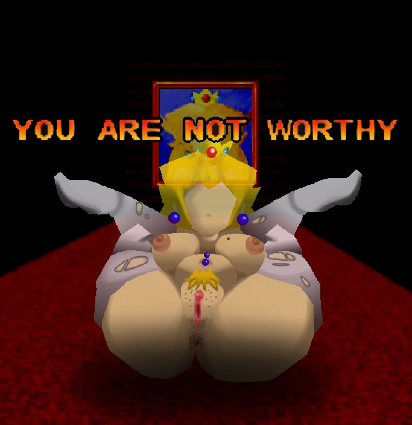 2d, anus, artstyle imitation, asshole, b3313, earrings, faceless, hogsegx, house of horrorbrews, low poly, low poly peach, lowpoly, mario (series), presenting, princess peach, princess peach ghost (super mario 64 b3313), pubic hair, pussy, ripped stockings, spread legs, stomach piercing, super mario 64, super mario 64 (horror games), super mario 64 b3313, super mario bros., talking to viewer, text, torn clothes