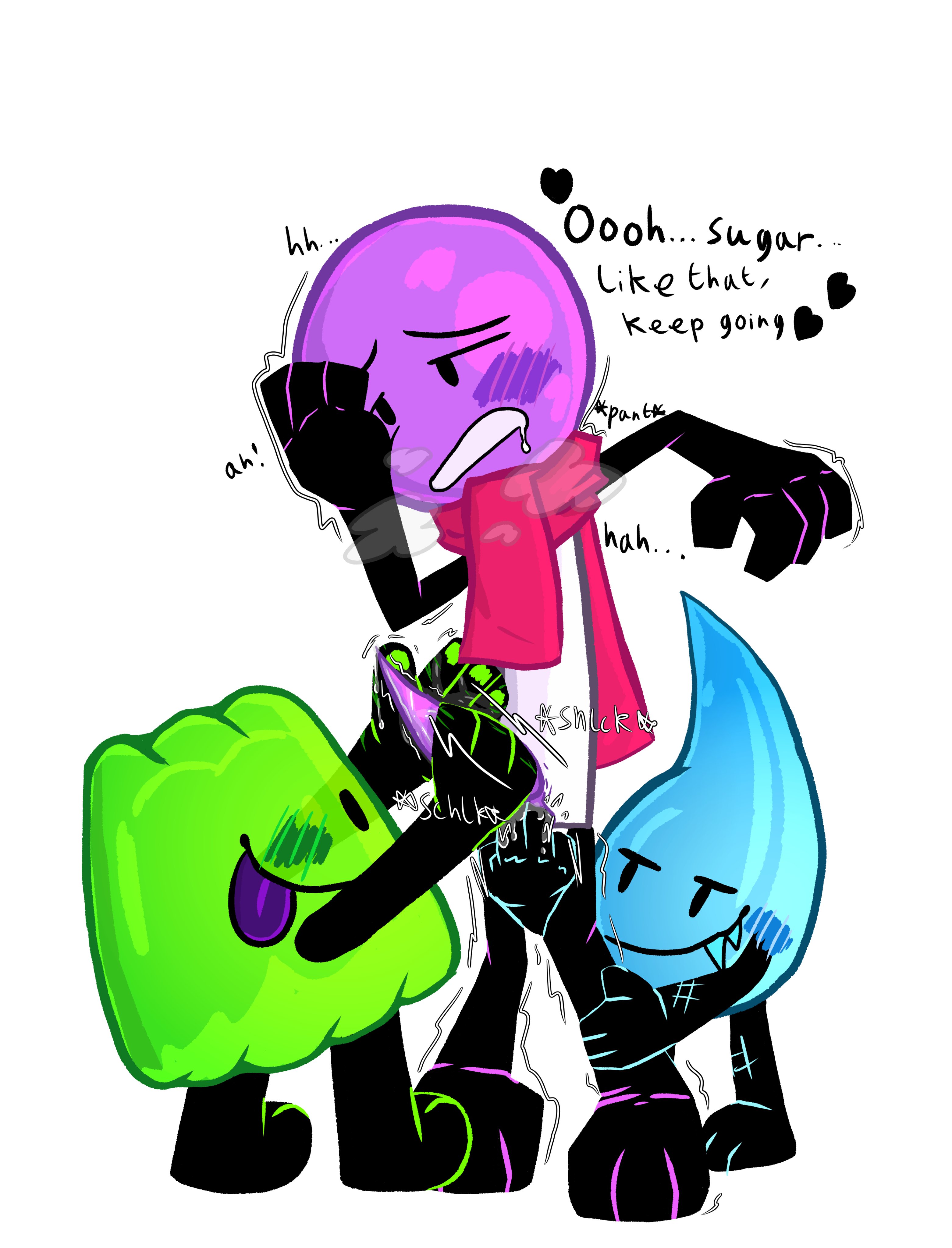 battle for dream island, bfdi, erection, fingering, gelatin (bfdi), handjob, lollipop (bfdi), moaning, object shows, penis, precum, teardrop (bfdi), threesome, xxfr4ctur3dxx