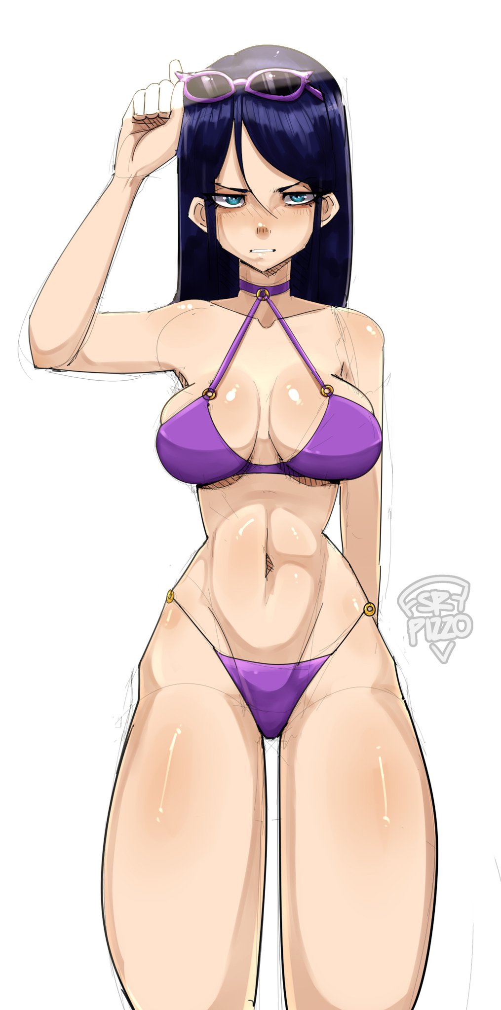big_breasts big_breasts big_butt big_thighs big_titties bikini blue_hair caitlyn_kiramman curvaceous curvaceous_female curvaceous_figure curvy curvy_figure curvy_hips female female_focus female_only league_of_legends long_hair riot_games srpizzooo