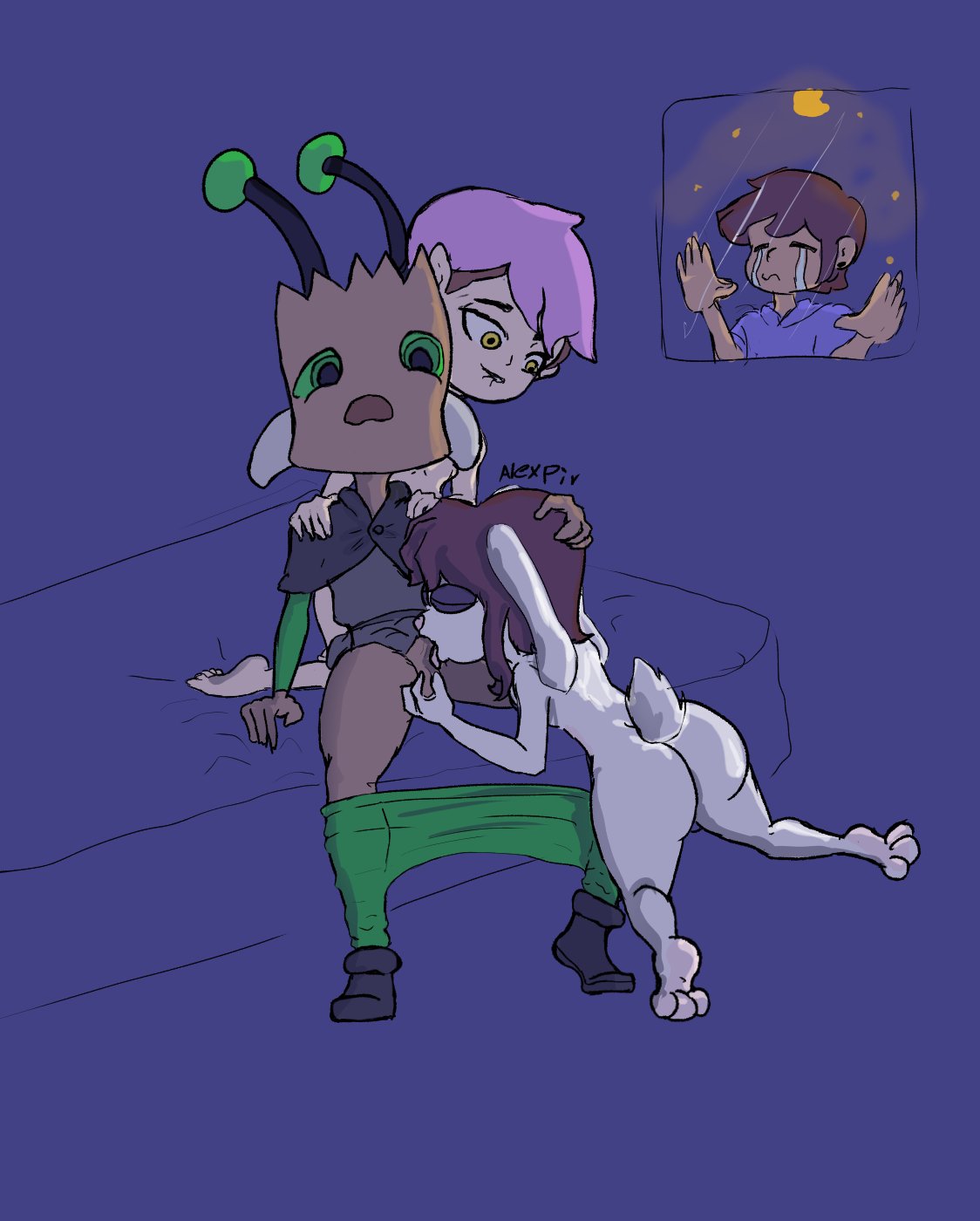 alexpir amity_blight bunny cuck furry gay luz_noceda oc original_character rabbit sucking sucking_penis trio